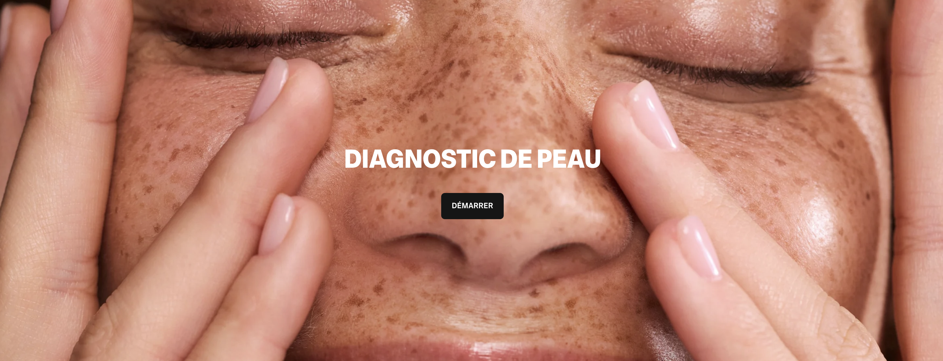 Bannière « Diagnostic de peau » avec bouton Démarrer