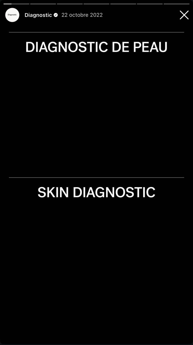 Écran 1 : carton titre « Diagnostic de peau / Skin diagnostic »