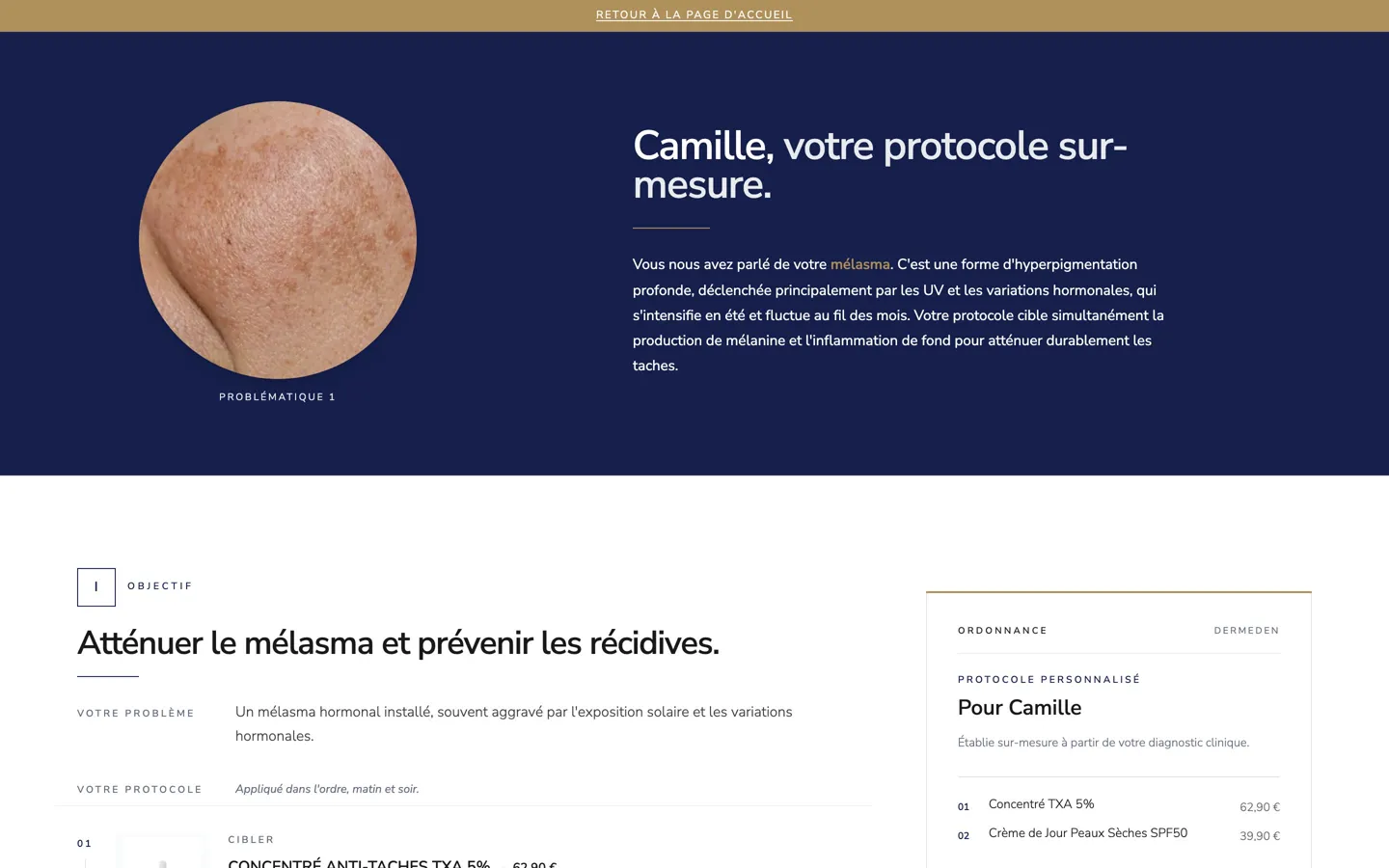 Page de résultats DermEden