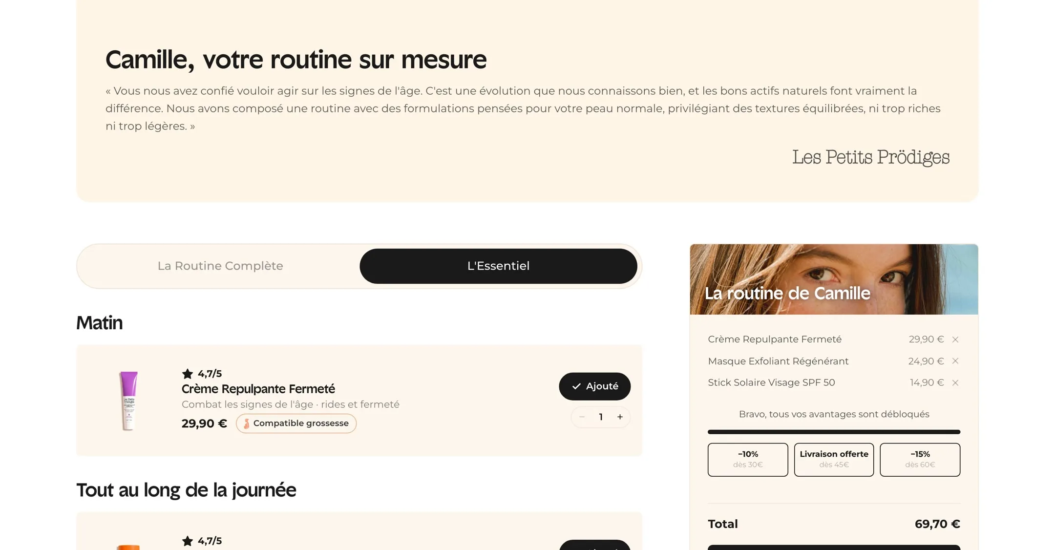 Personalized intro of the Les Petits Prödiges results page
