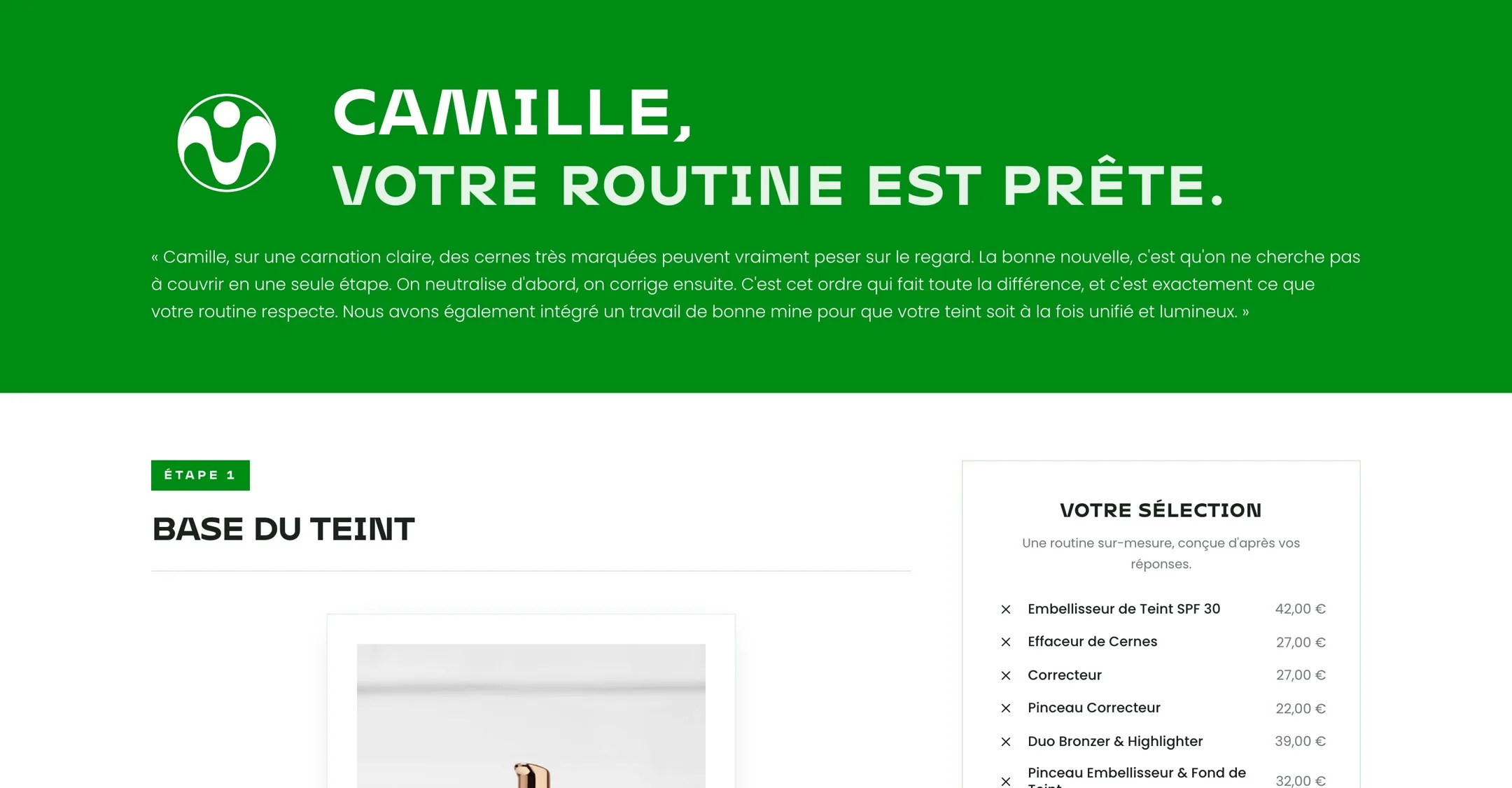 Personalized intro of the Magnifaïk results page