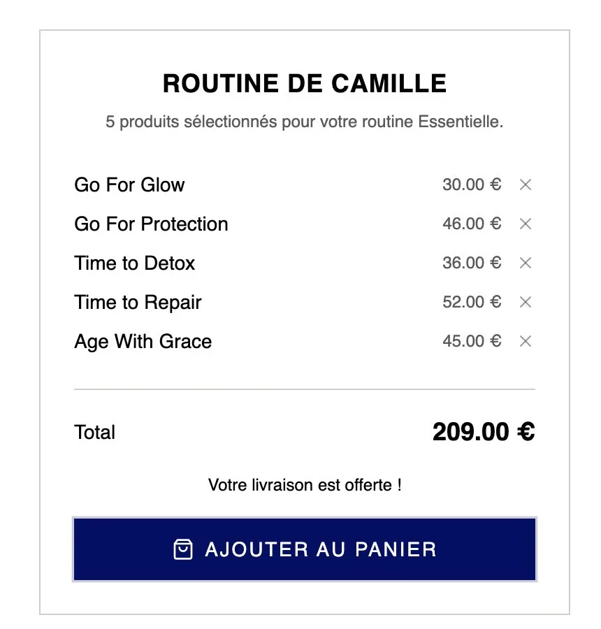 Summary with free shipping, Demain Beauty results page